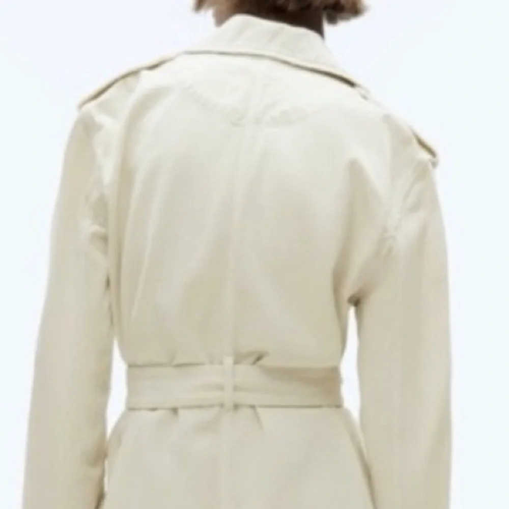 ZARA BELTED COTTON TOPCOAT TRENCH COAT - Picture 11 of 15